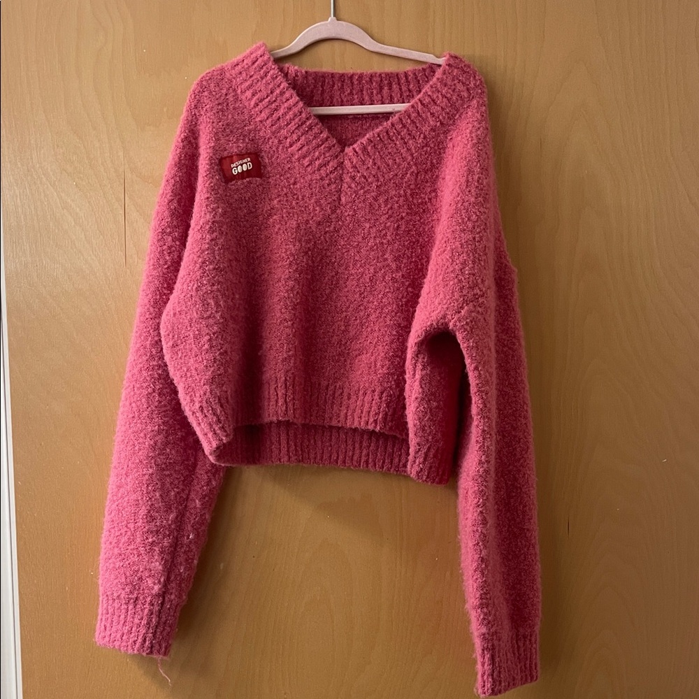 Cozy Pink V-Neck Sweater